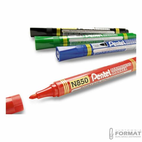 Marker permanentny Pentel, czerwony 1,5mm okrągła końcówka 3