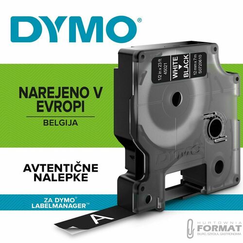 TAŚMA DO DRUKARKI ETYKIET DYMO D1 12x7 [mm x m] czarne tło/biały nadruk (S0720610) 3