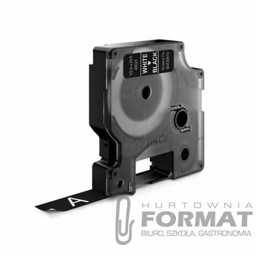 TAŚMA DO DRUKARKI ETYKIET DYMO D1 12x7 [mm x m] czarne tło/biały nadruk (S0720610) 4