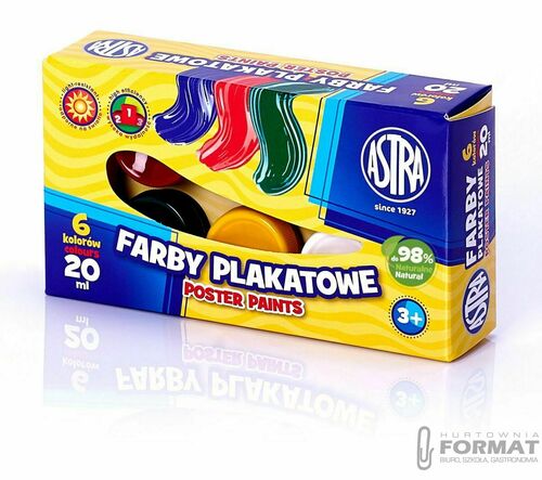 Farby plakatowe Astra 6 kolorów 20 ml 2