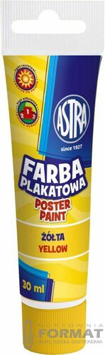 Farba plakatowa w tubce Astra żółta 30 ml 2