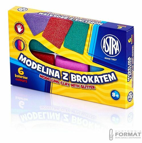 Modelina z brokatem ASTRA 6 kolorów 2