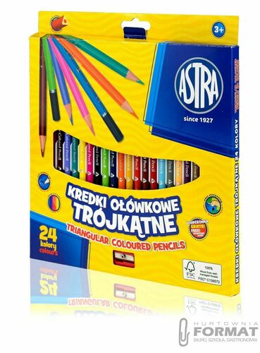 Kredki ołówkowe trójkątne Astra 24 kolory 3