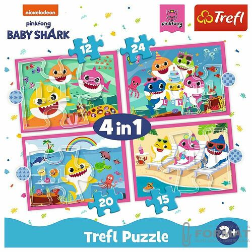 Puzzle 4w1 12,15,20,24el Rodzina Rekinów Baby Shar 6