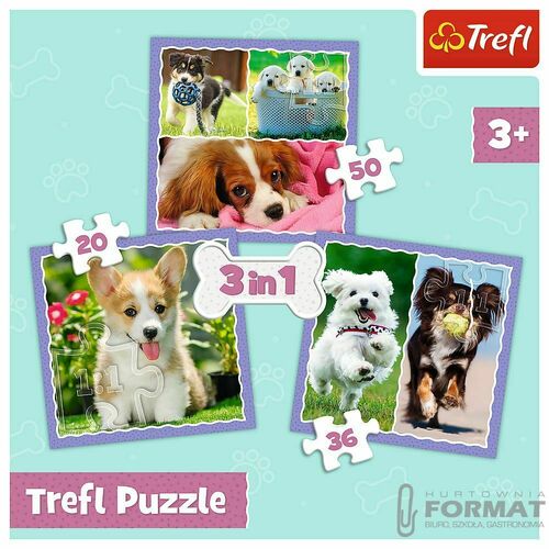 Puzzle 3w1 Urocze pieski 34854 Trefl 5