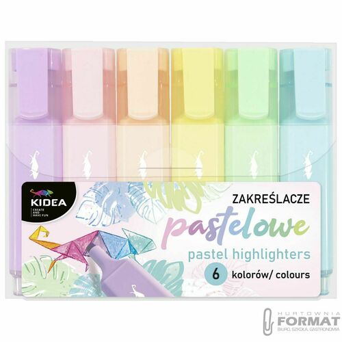 Zakreślacze pastelowe 6 kolorów – Kidea 6