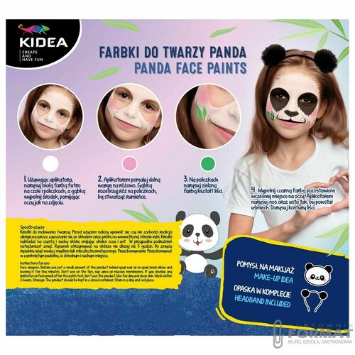 Farbki do twarzy zestaw z opaską Panda KIDEA 4
