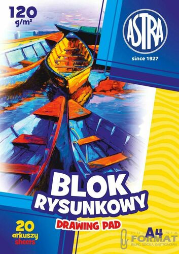 BLOK RYSUNKOWY ASTRA A4 120g BIAŁY 20 KARTEK DO SZKOŁY 2