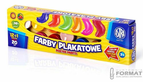 Farby plakatowe Astra 12+1 kolorów 20 ml 2