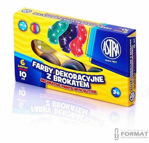 Farby brokatowe Astra 6 kolorów 10 ml 2