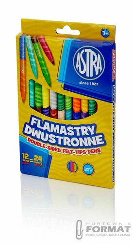 Flamastry dwustronne ASTRA 12 sztuk = 24 kolory 2