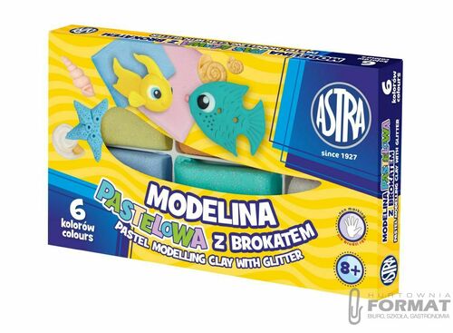 Modelina pastelowa z brokatem ASTRA 6 kolorów 2