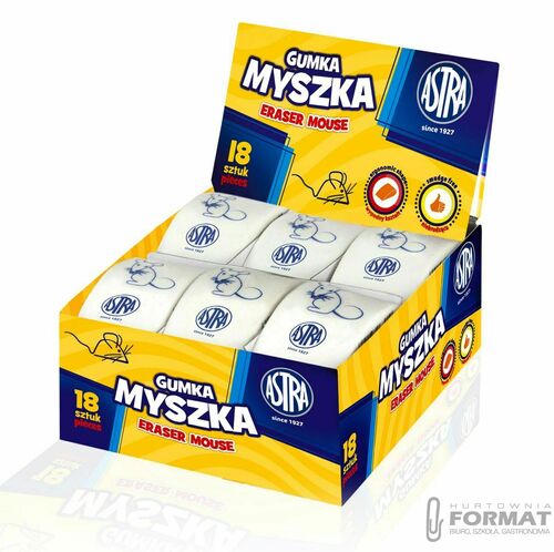 Gumka myszka Astra, biała 2