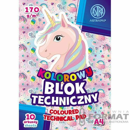 BLOK KOLOROWY A4 170g 10 arK BS&Unicorn ASTRA 2