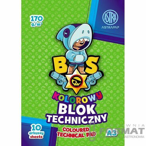BLOK TECHNICZNY ASTRA A3 170g KOLOROWY 10 ARKUSZY 2