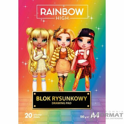 Blok rysunkowy Astrapap RAINBOW HIGH A4 biały 20k (106022001) 2