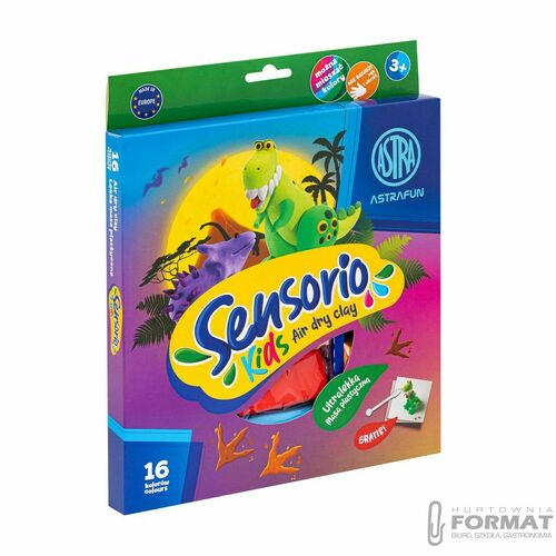 LEKKA MASA PLASTYCZNA ASTRA SENSORIO KIDS DINOZAURY 16 KOLORÓW 2