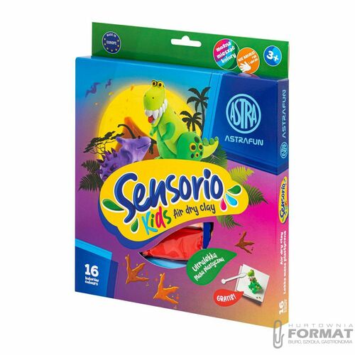 LEKKA MASA PLASTYCZNA ASTRA SENSORIO KIDS DINOZAURY 16 KOLORÓW 3
