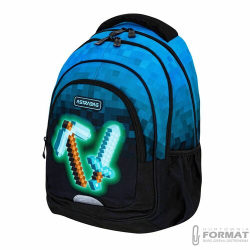 PLECAK SZKOLNY 3-KOMOROWY A5 DLA FANA MINECRAFT PIXEL ASTRABAG 2