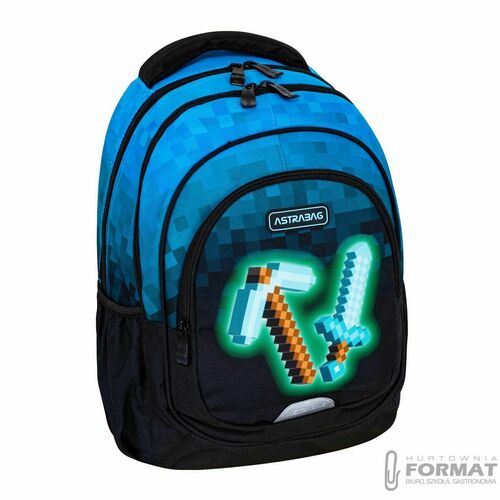 PLECAK SZKOLNY 3-KOMOROWY A5 DLA FANA MINECRAFT PIXEL ASTRABAG 3