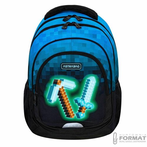PLECAK SZKOLNY 3-KOMOROWY A5 DLA FANA MINECRAFT PIXEL ASTRABAG 9