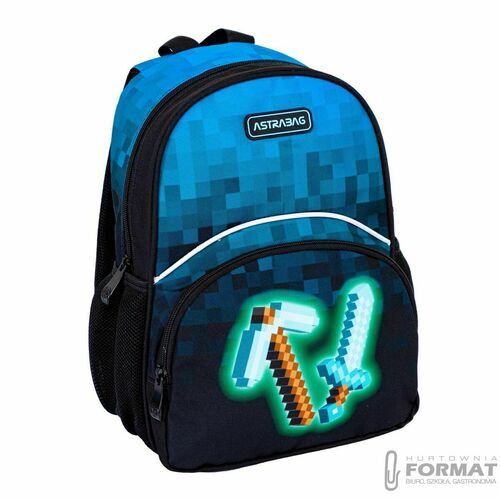 PLECAK SZKOLNY JEDNOKOMOROWY A5 DLA FANA MINECRAFT PIXEL ASTRABAG 3