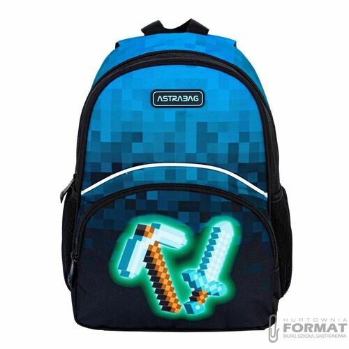 PLECAK SZKOLNY JEDNOKOMOROWY A5 DLA FANA MINECRAFT PIXEL ASTRABAG 6