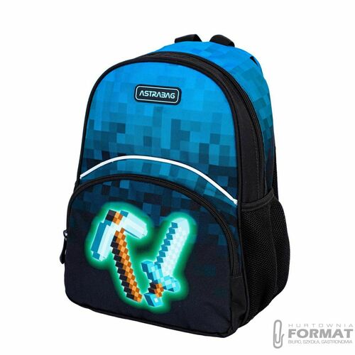 PLECAK SZKOLNY JEDNOKOMOROWY A5 DLA FANA MINECRAFT PIXEL ASTRABAG 7