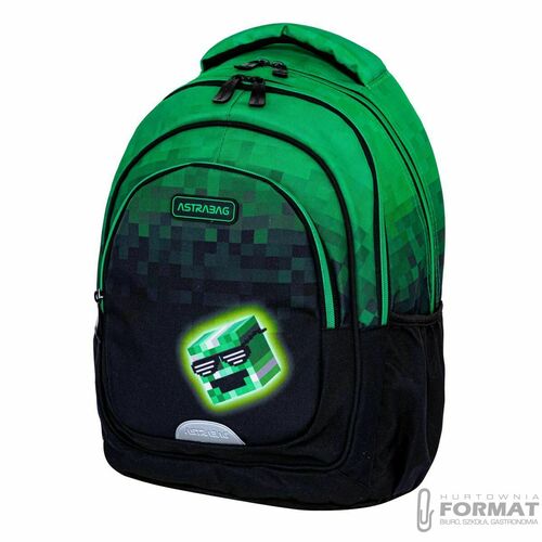 PLECAK SZKOLNY 3-KOMOROWY A5 DLA FANA MINECRAFT PIXEL HERO ASTRABAG 2