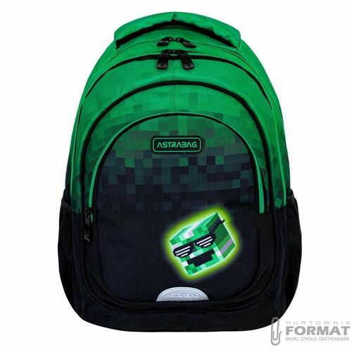 PLECAK SZKOLNY 3-KOMOROWY A5 DLA FANA MINECRAFT PIXEL HERO ASTRABAG 10