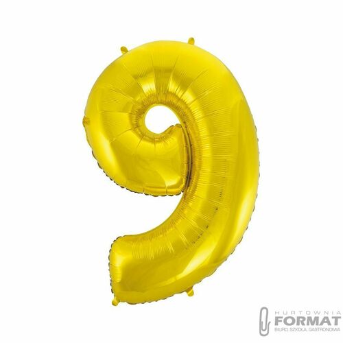 Balon foliowy "Cyfra 9", złota, 85 cm 2