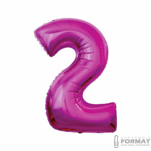 Balon foliowy "Cyfra 2" 92 cm - różowy 2