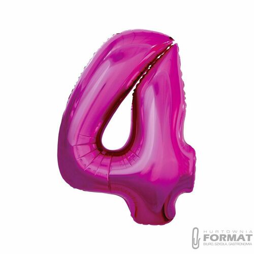 Balon foliowy "Cyfra 4" 92 cm - Różowy 2