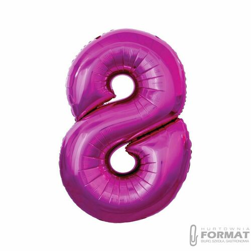 Balon foliowy "Cyfra 8" 85 cm - Różowy 2