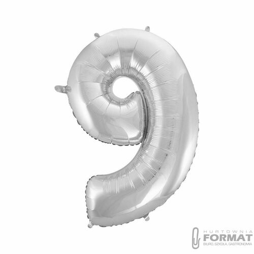 Balon foliowy "Cyfra 9", srebrna, 85 cm 2