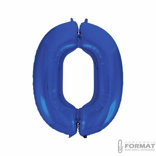 Balon foliowy "Cyfra 0" niebieska 85 cm 2