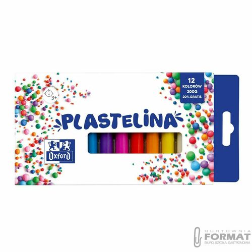 PLASTELINA SZKOLNA DLA DZIECI OXFORD 12 KOLORÓW 200g OKRĄGŁA 2