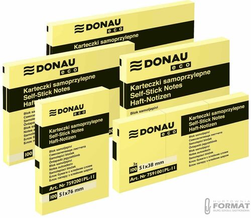 Notes samoprzylepny Donau Eco żółty 100k [mm:] 76x76 (7593001PL-11) 2