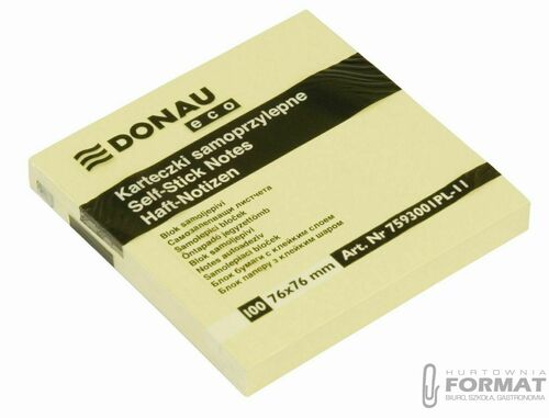 Notes samoprzylepny Donau Eco żółty 100k [mm:] 76x76 (7593001PL-11) 3