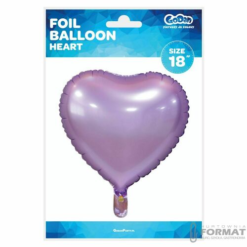 Balon foliowy Godan serca 18 matowe, liliowe 18cal (BS-HMLI) 3