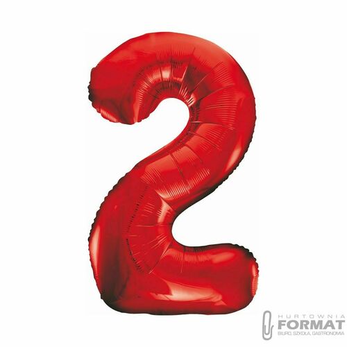 Balon foliowy "Cyfra 2" 85 cm - Czerwony 2