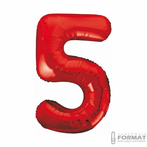 Balon foliowy B&C Cyfra 5, czerwona, 85 cm 2