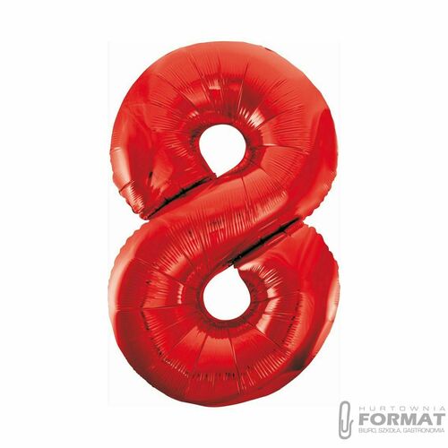 BALON foliowy CYFRA liczba 8 URODZINY czerwony 80 2
