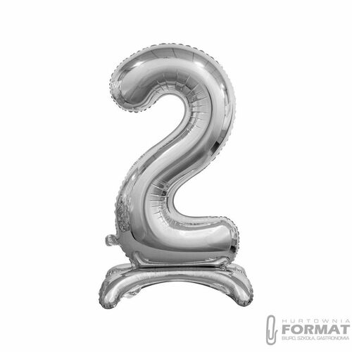BALON FOLIOWY STOJĄCY CYFRA 2 SREBRNY-74CM 2