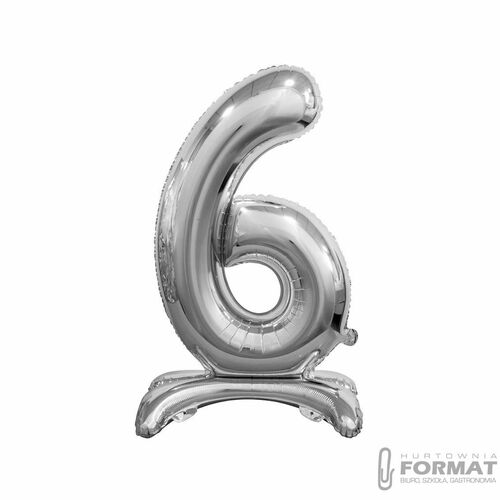 BALON FOLIOWY STOJĄCY CYFRA 6 SREBRNY-74CM 2