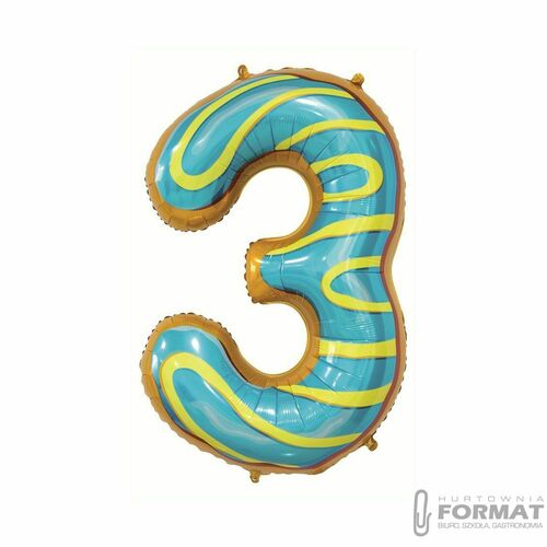 Balon foliowy CYFRA 3, ciasteczko - 78 cm 2
