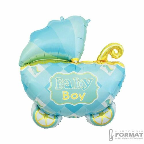 Balon foliowy WÓZEK, baby shower - 60 cm niebieski 2