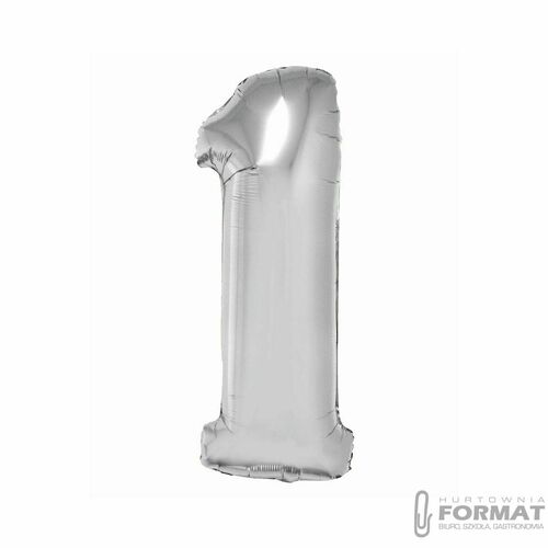 Balon foliowy Smart, Cyfra 1, srebrna, 76 cm 2