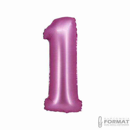 Balon foliowy Cyfra 1 satynowa różowa 76 cm 2
