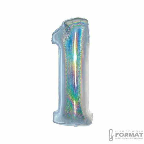 Balon foliowy Cyfra 1, holograficzna srebrna 2